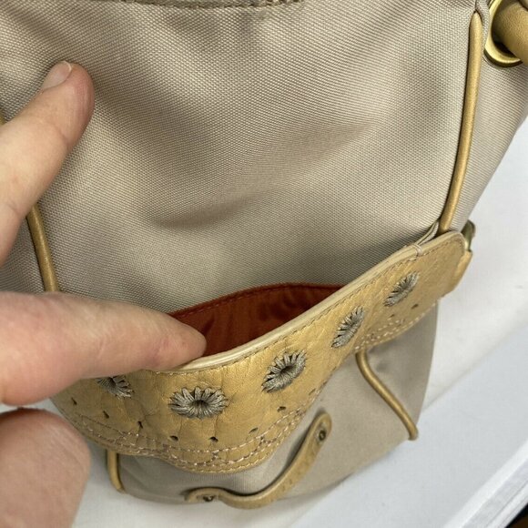 Cole Haan Large Beige Canvas and Leather Hand Bag - Picture 6 of 8